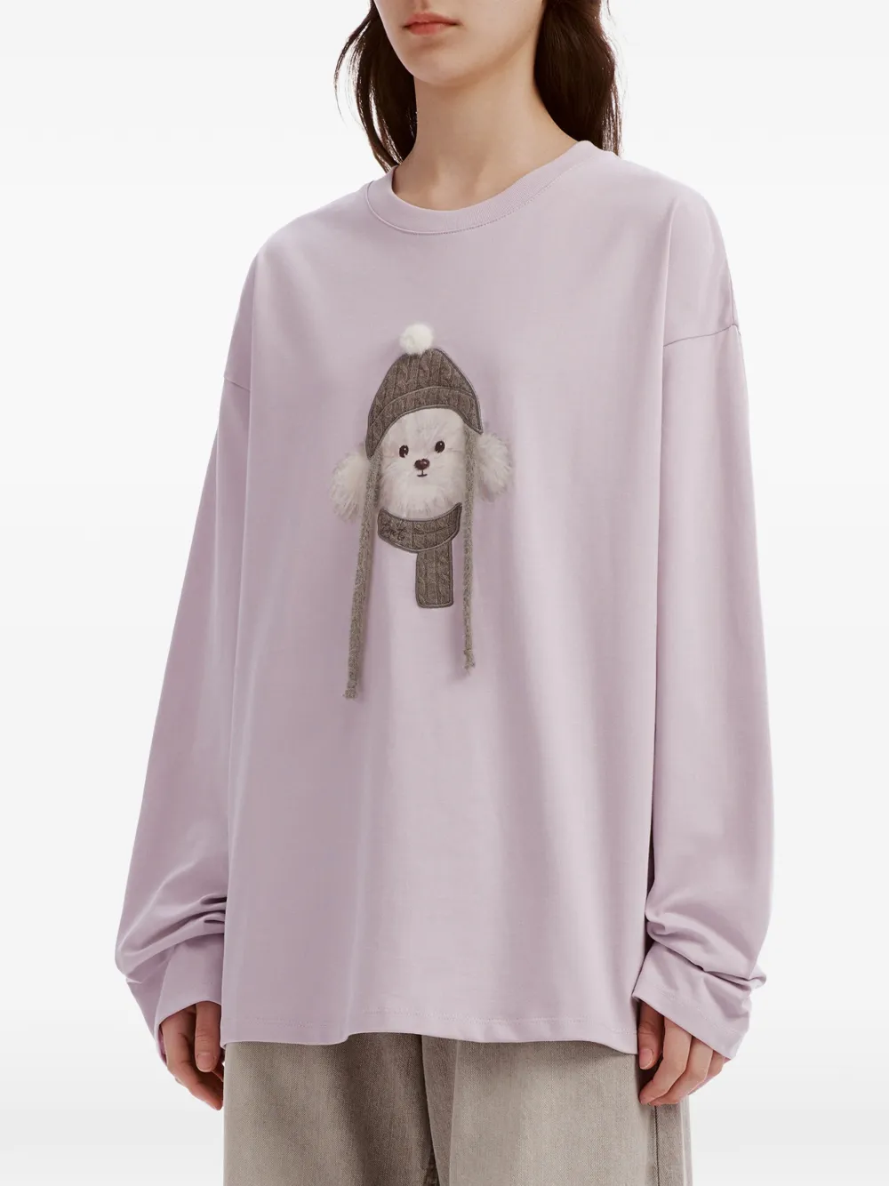 tout a coup dog-print long-sleeve T-shirt Paars