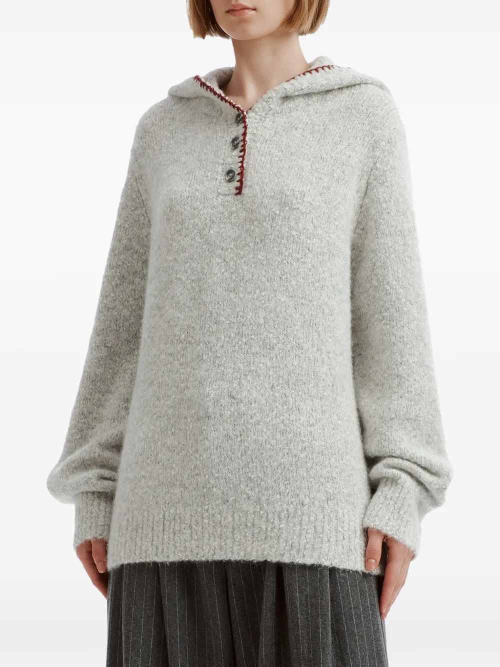 b+ab whipstitch-trim hooded sweater Grijs