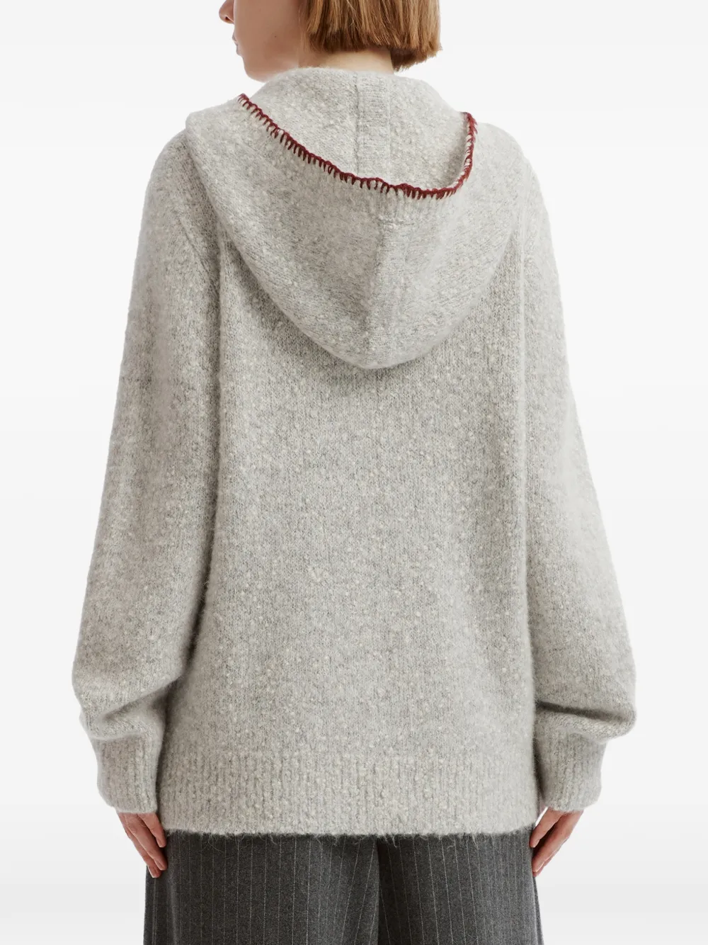 b+ab whipstitch-trim hooded sweater Grijs