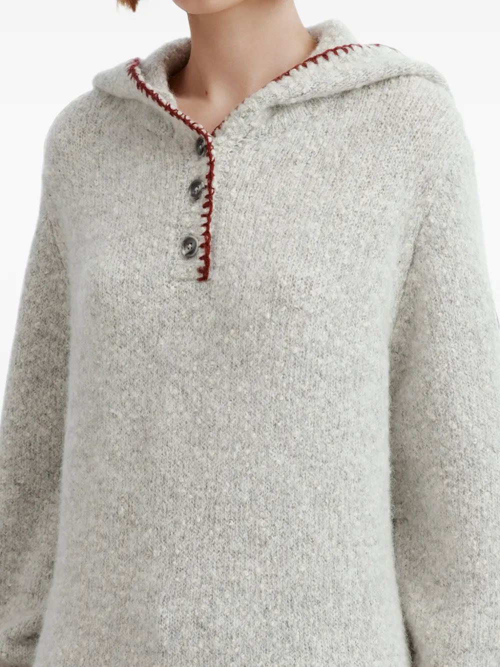 b+ab whipstitch-trim hooded sweater Grijs