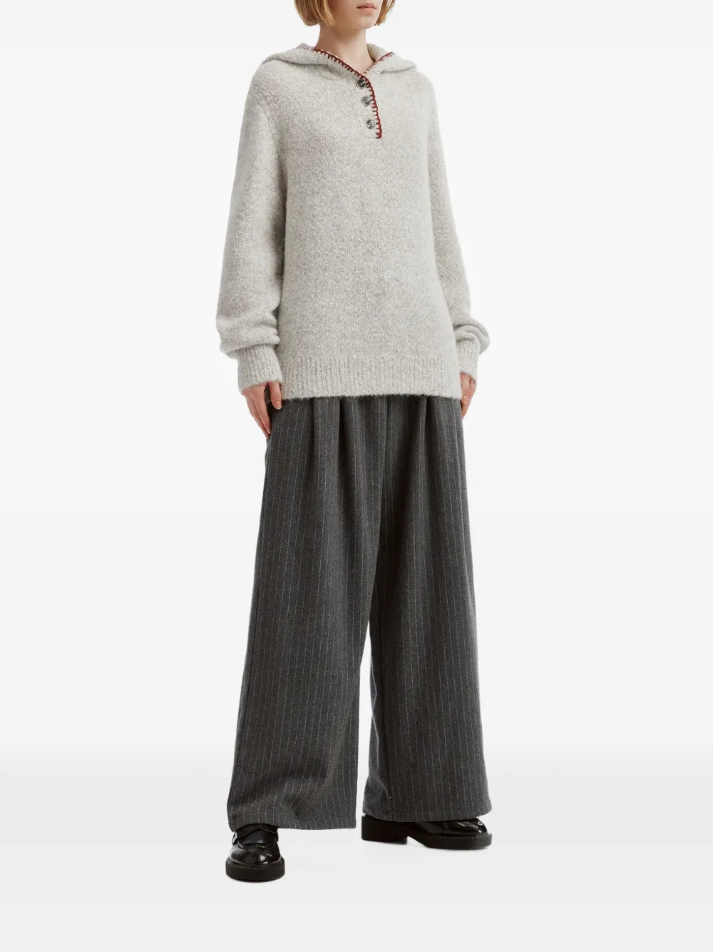 b+ab whipstitch-trim hooded sweater Grijs