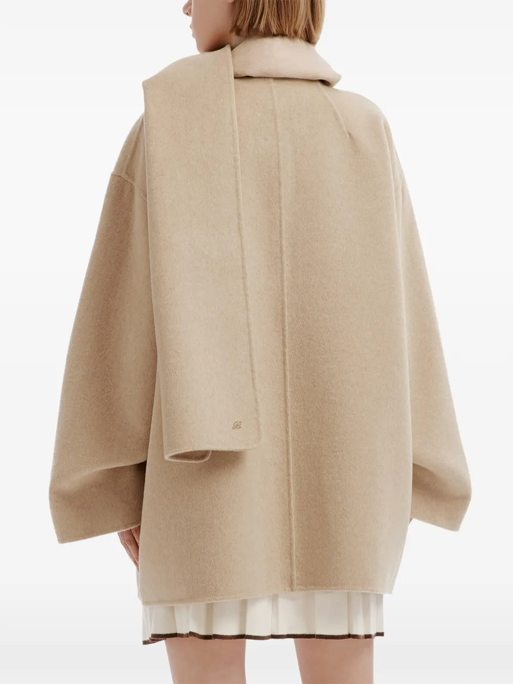 b+ab Kraagloze jas met sjaaldetail Beige