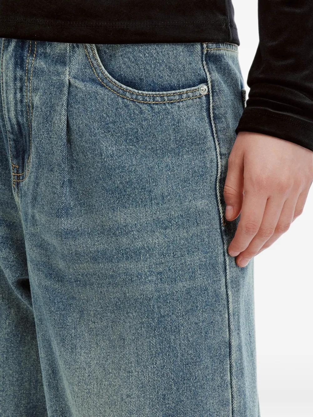 b+ab pleat-detail wide-leg jeans Blauw
