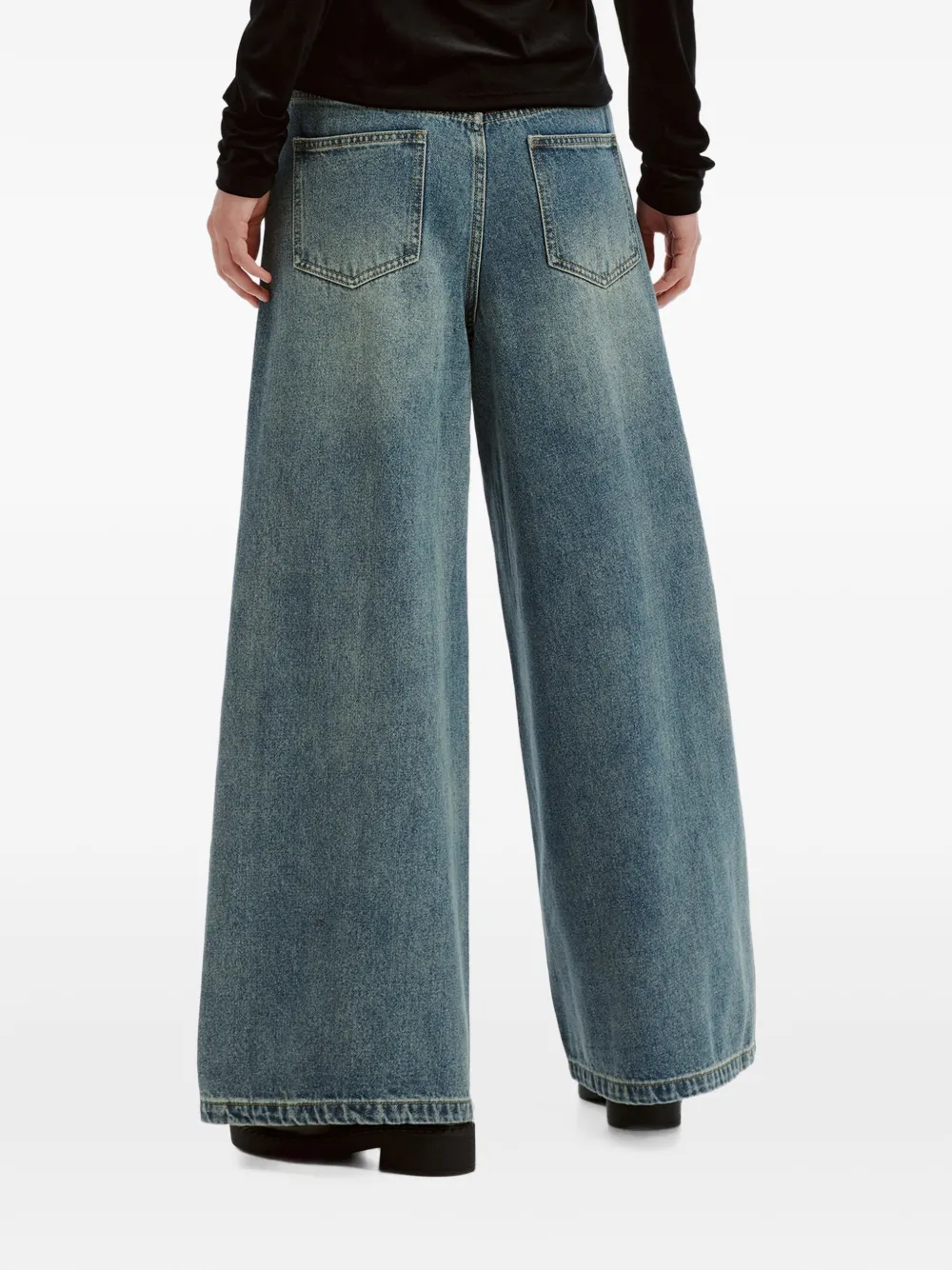 b+ab pleat-detail wide-leg jeans Blauw