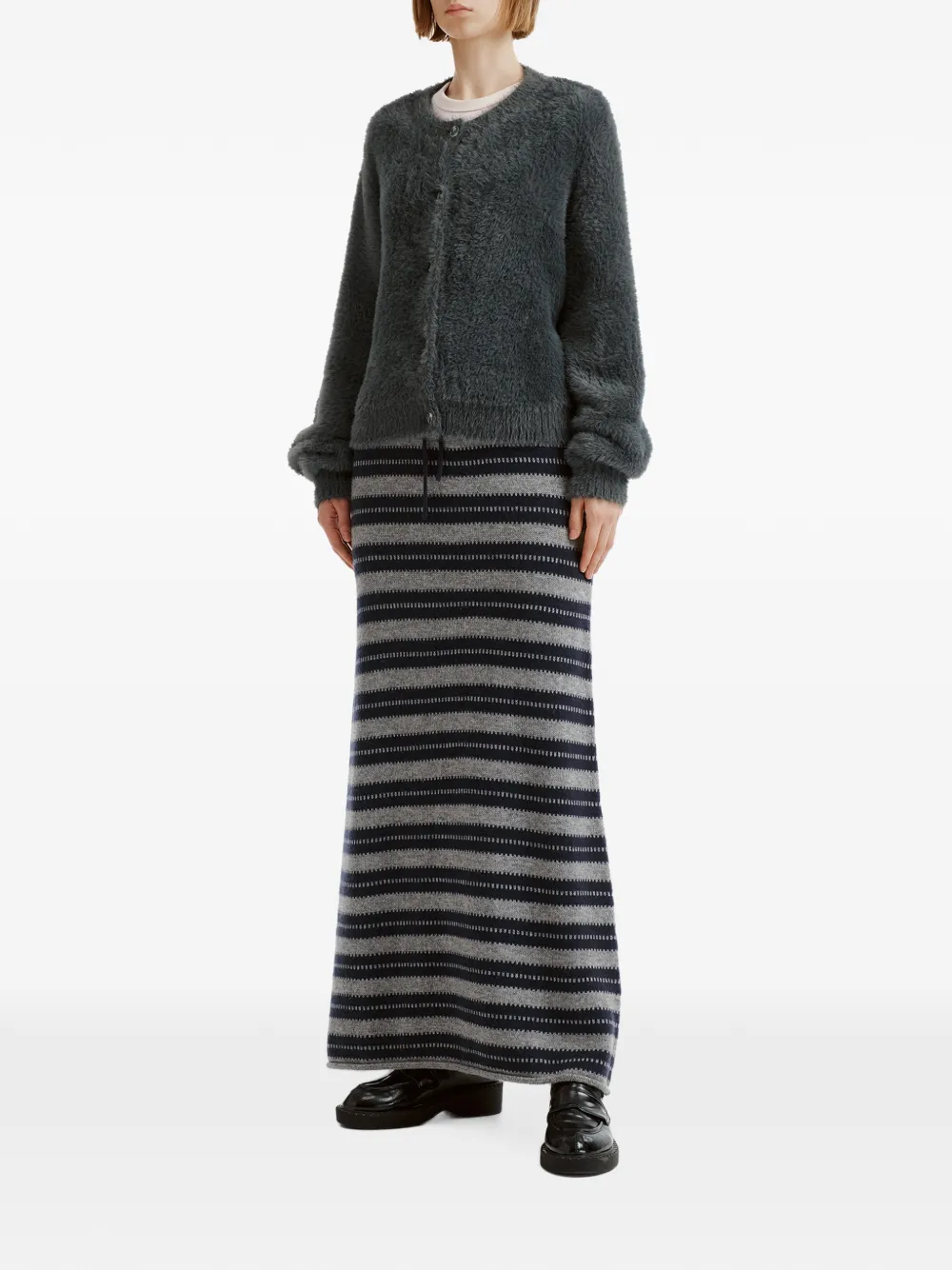 b+ab horizontal-stripe A-line maxi skirt set (set of two) Grijs