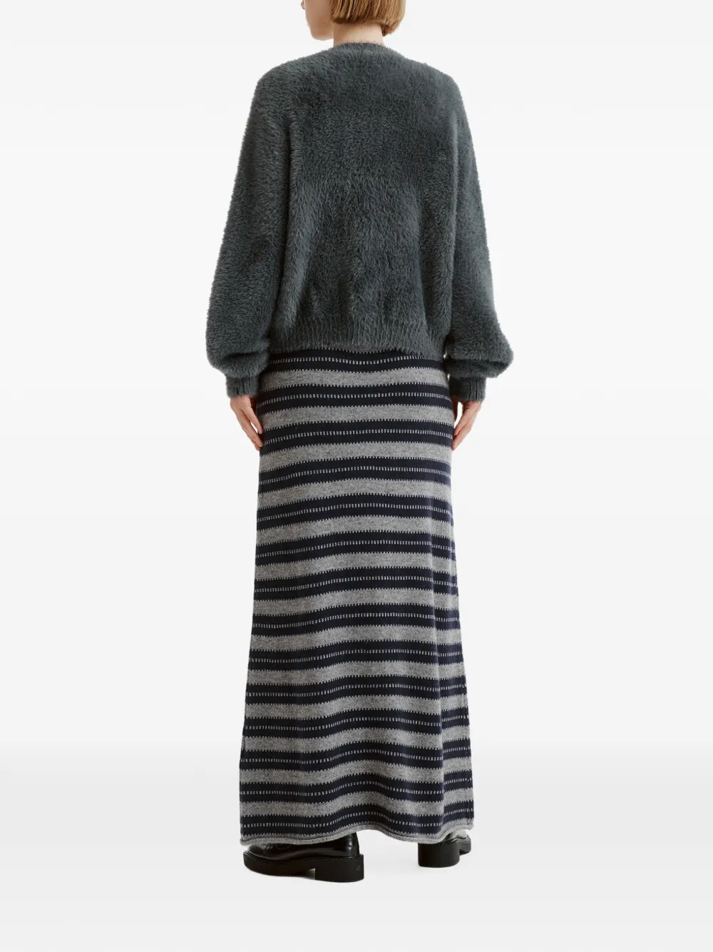 b+ab horizontal-stripe A-line maxi skirt set (set of two) Grijs