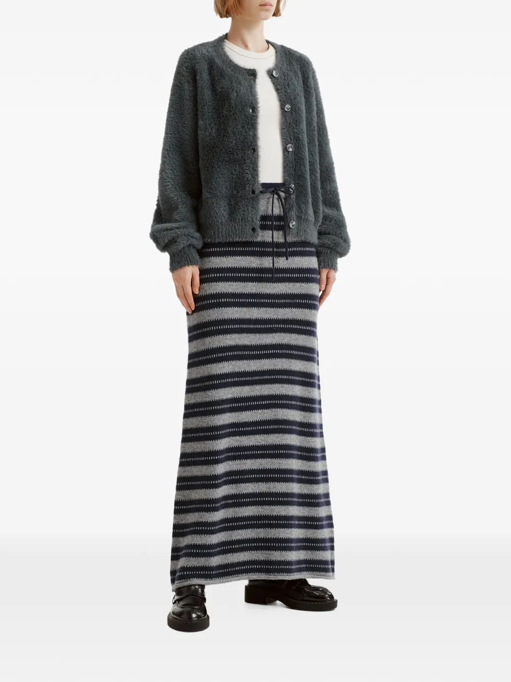 b+ab horizontal-stripe A-line maxi skirt set (set of two) Grijs