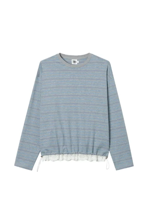b+ab lace-trim striped T-shirt