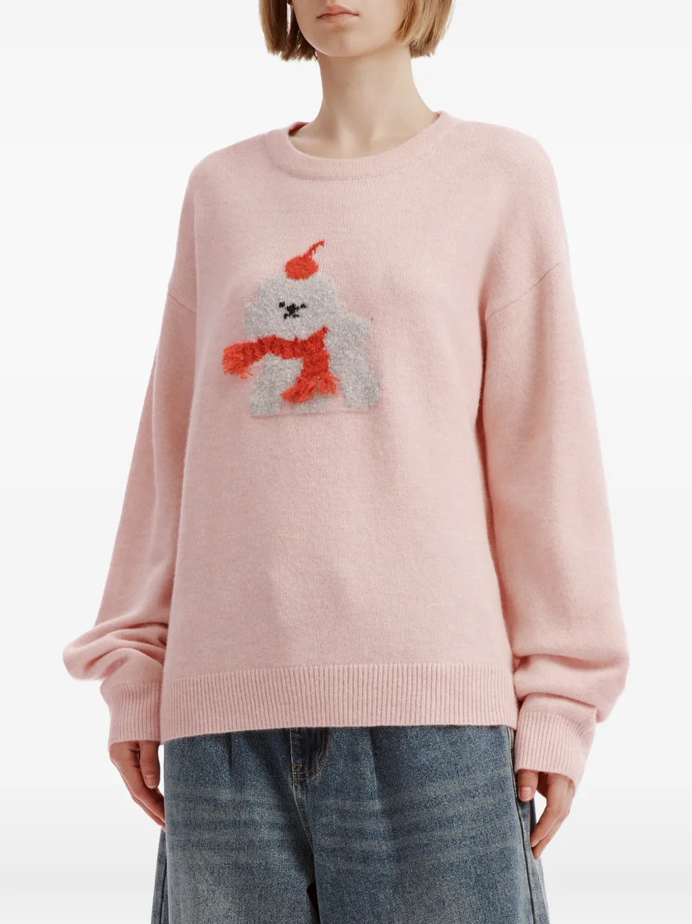 b+ab intarsia-knit crew-neck sweater Roze