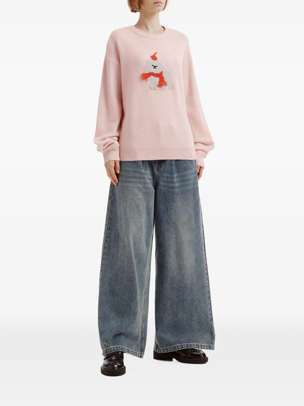 b+ab intarsia-knit crew-neck sweater Roze