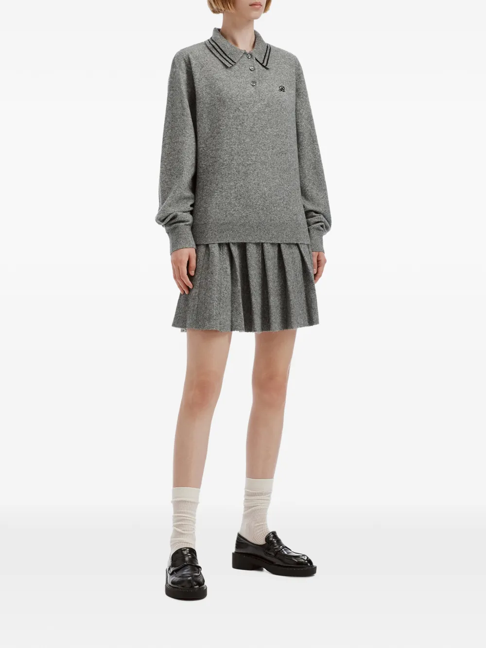 b+ab marl-effect pleated mini skirt set (set of two) Grijs