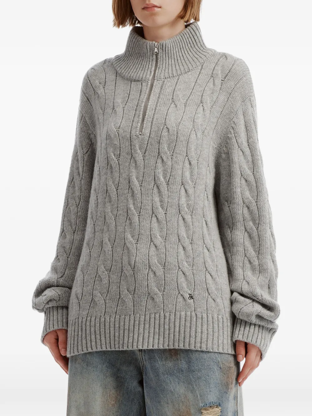 tout a coup cable-knit quarter-zip sweater Grijs