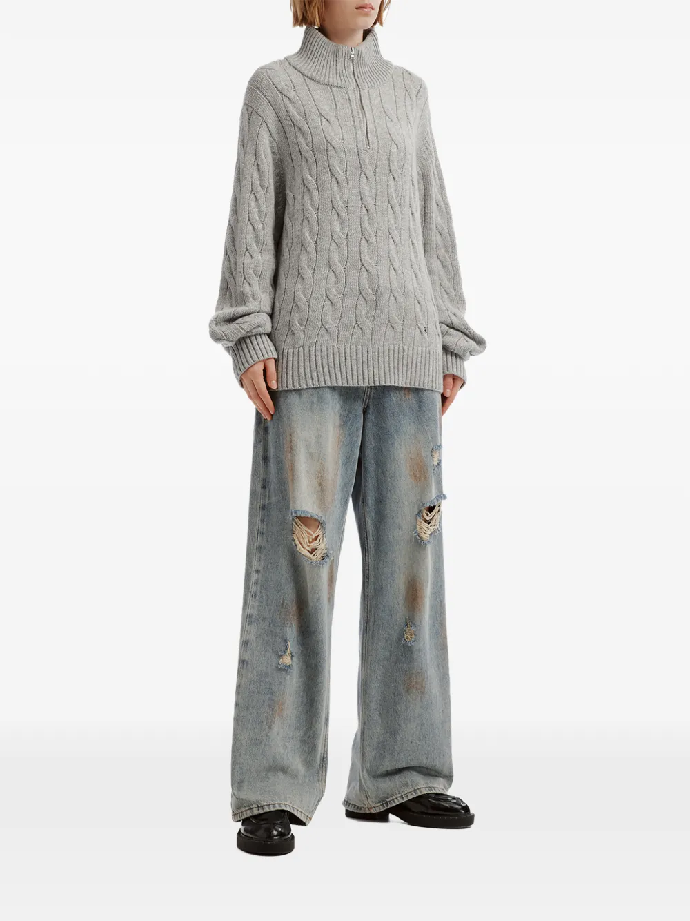 tout a coup cable-knit quarter-zip sweater Grijs