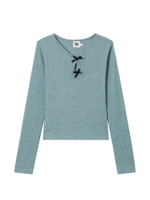 b+ab bow-detail ribbed-knit top