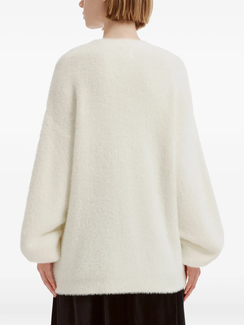 b+ab poodle-intarsia puff-sleeve sweater Wit