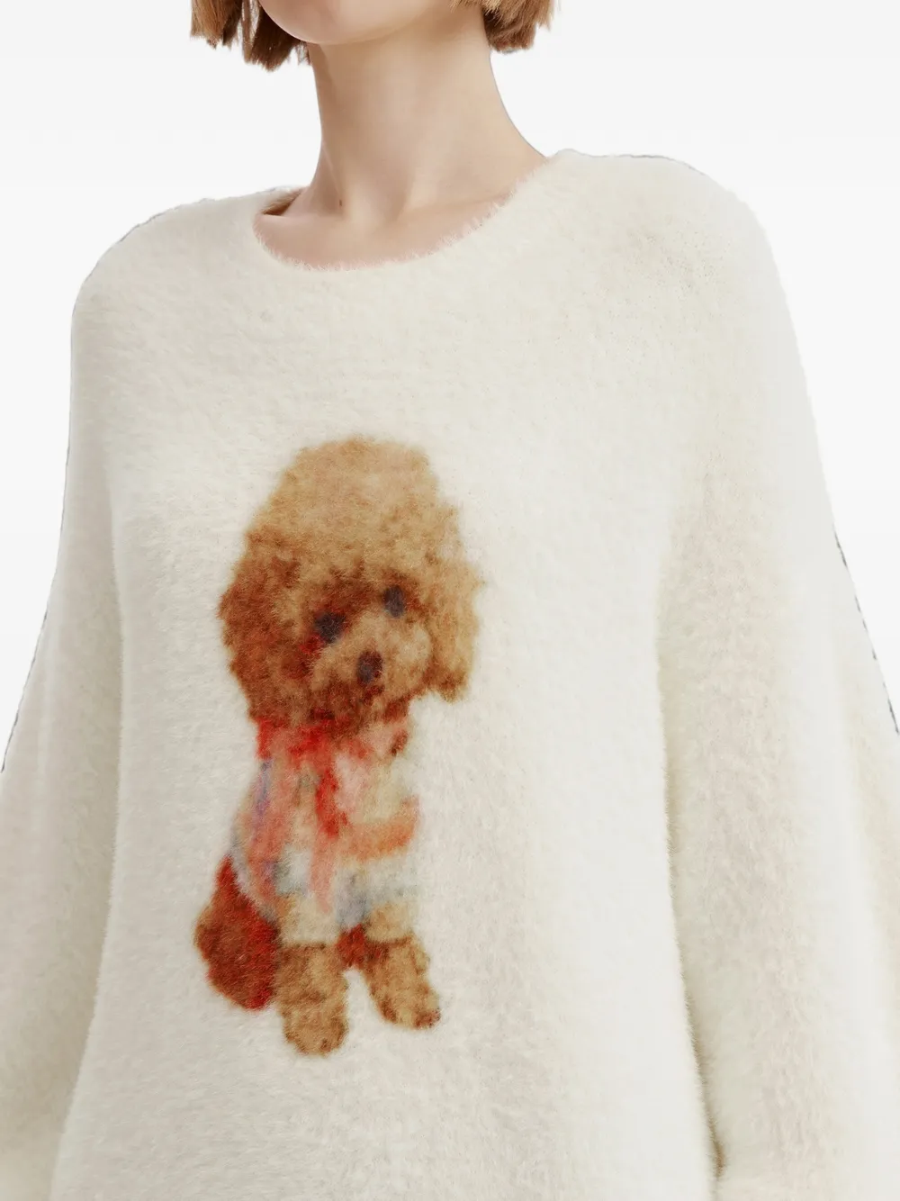 b+ab poodle-intarsia puff-sleeve sweater Wit