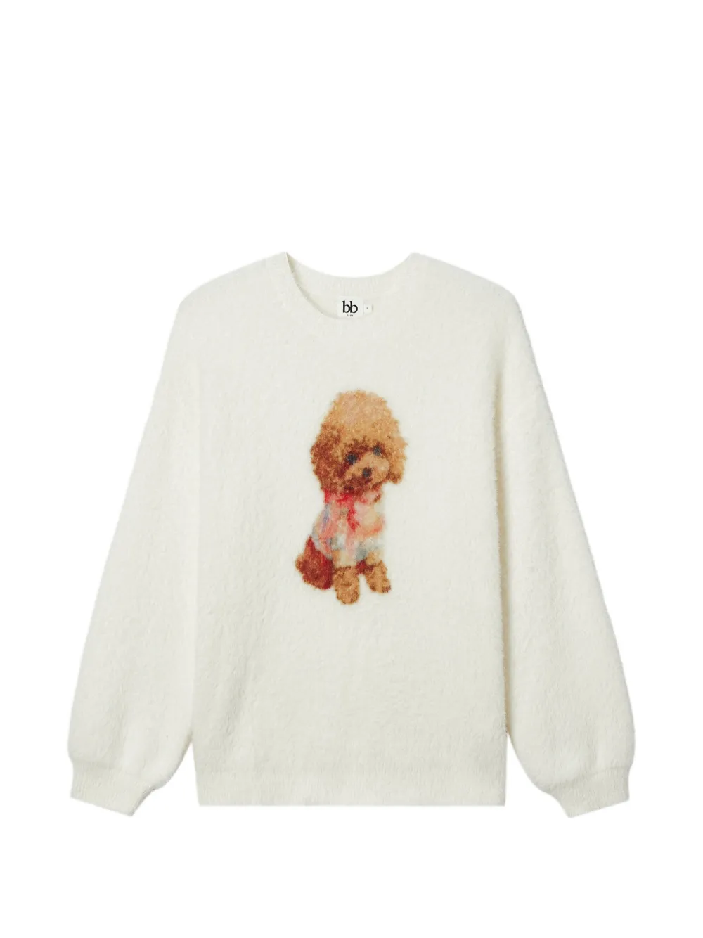 B+ab Poodle-intarsia Puff-sleeve Sweater In White