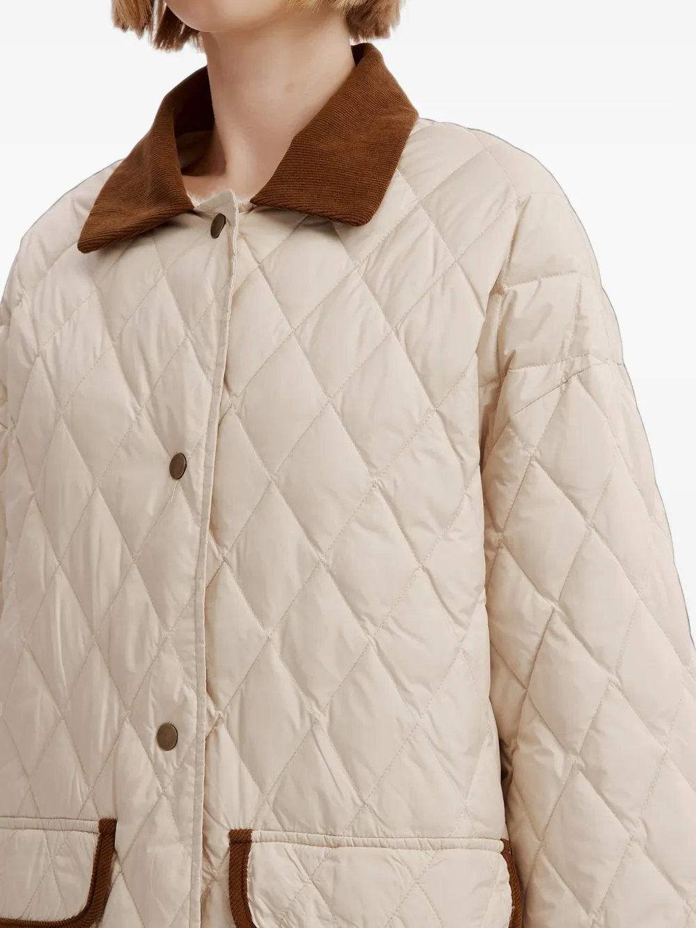 b+ab quilted corduroy-collar jacket Beige