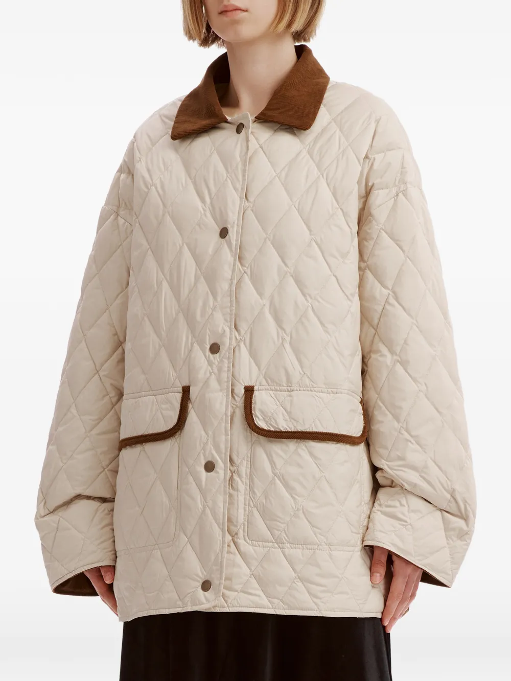 b+ab quilted corduroy-collar jacket Beige
