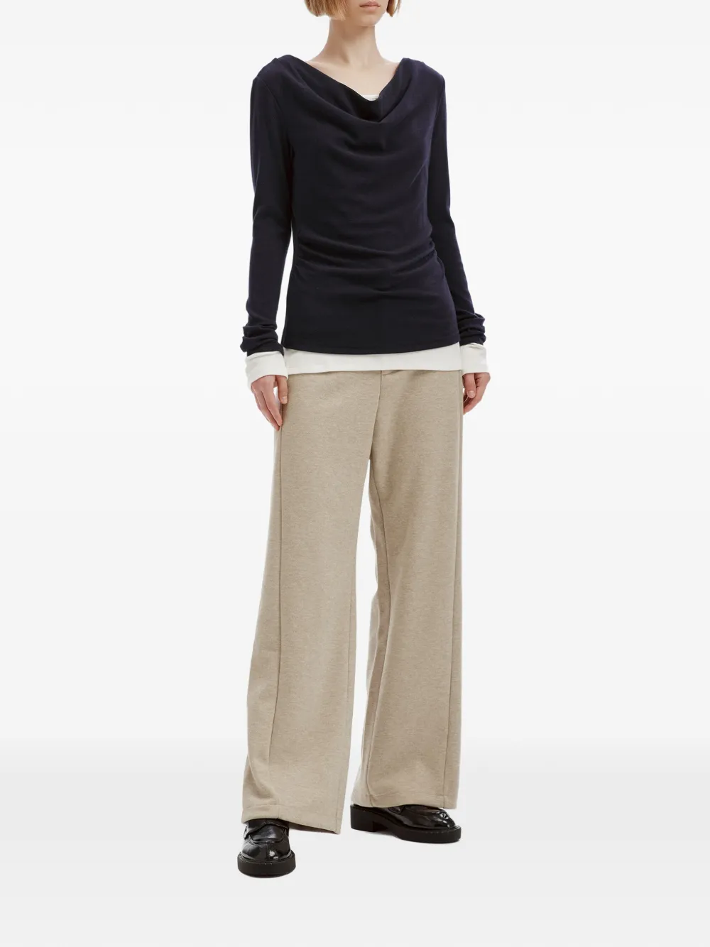 b+ab Broek met wijde pijpen Beige