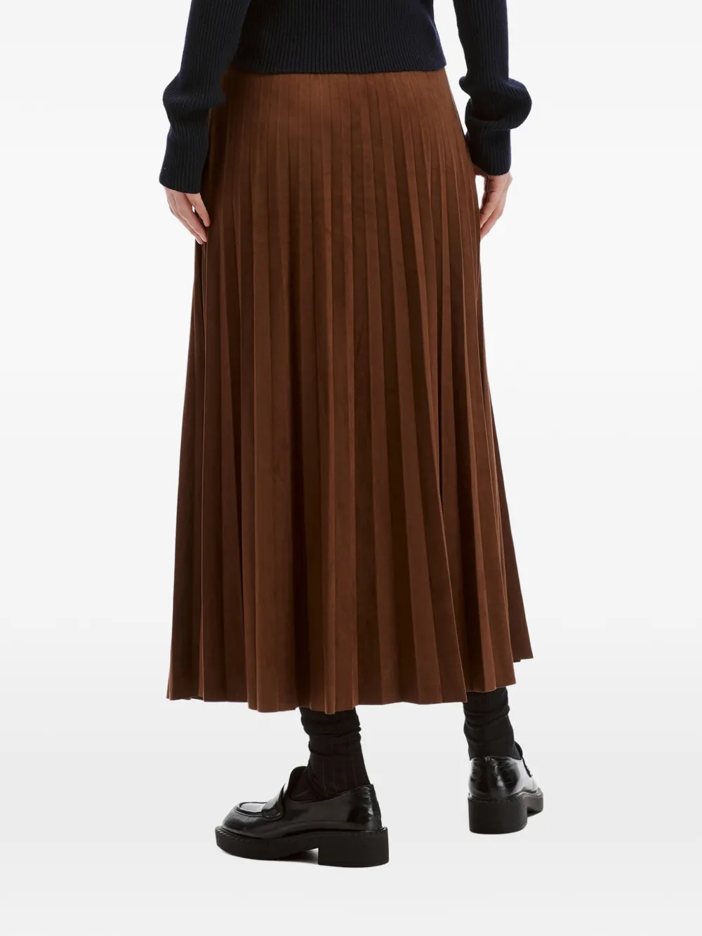 b+ab faux-suede pleated midi skirt Bruin