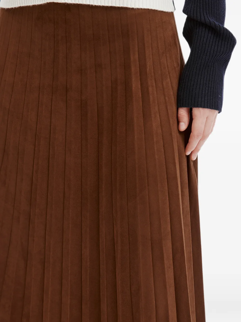 b+ab faux-suede pleated midi skirt Bruin