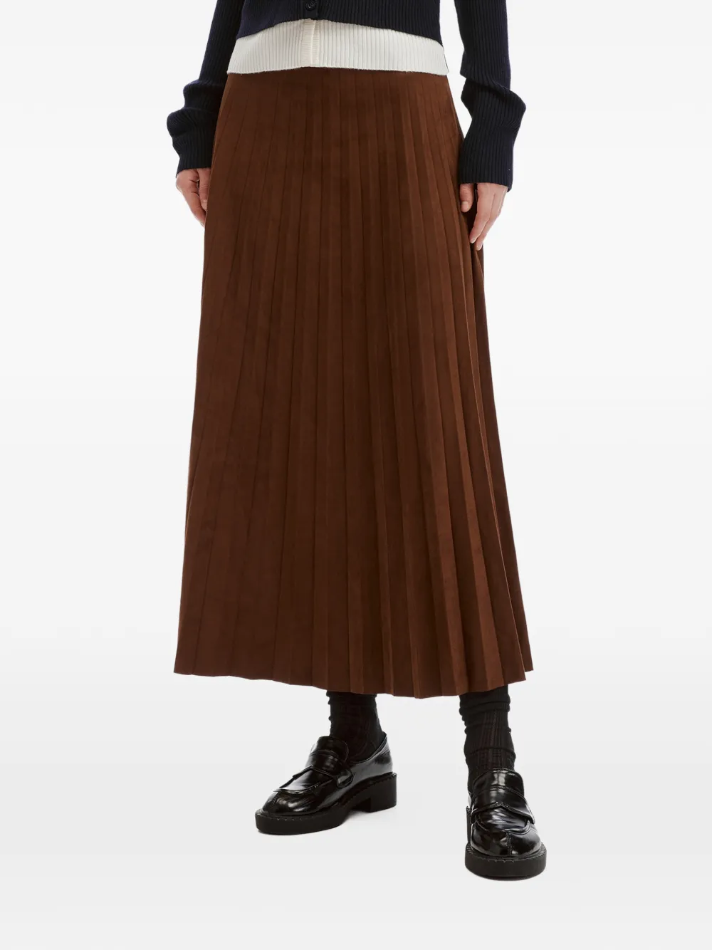 b+ab faux-suede pleated midi skirt Bruin