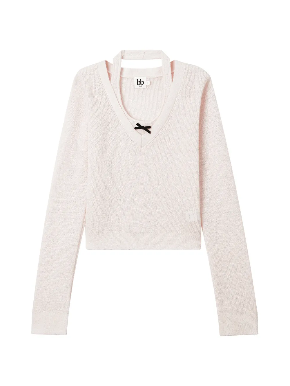 b+ab Maglione con fiocco ed effetto a strati - Rosa
