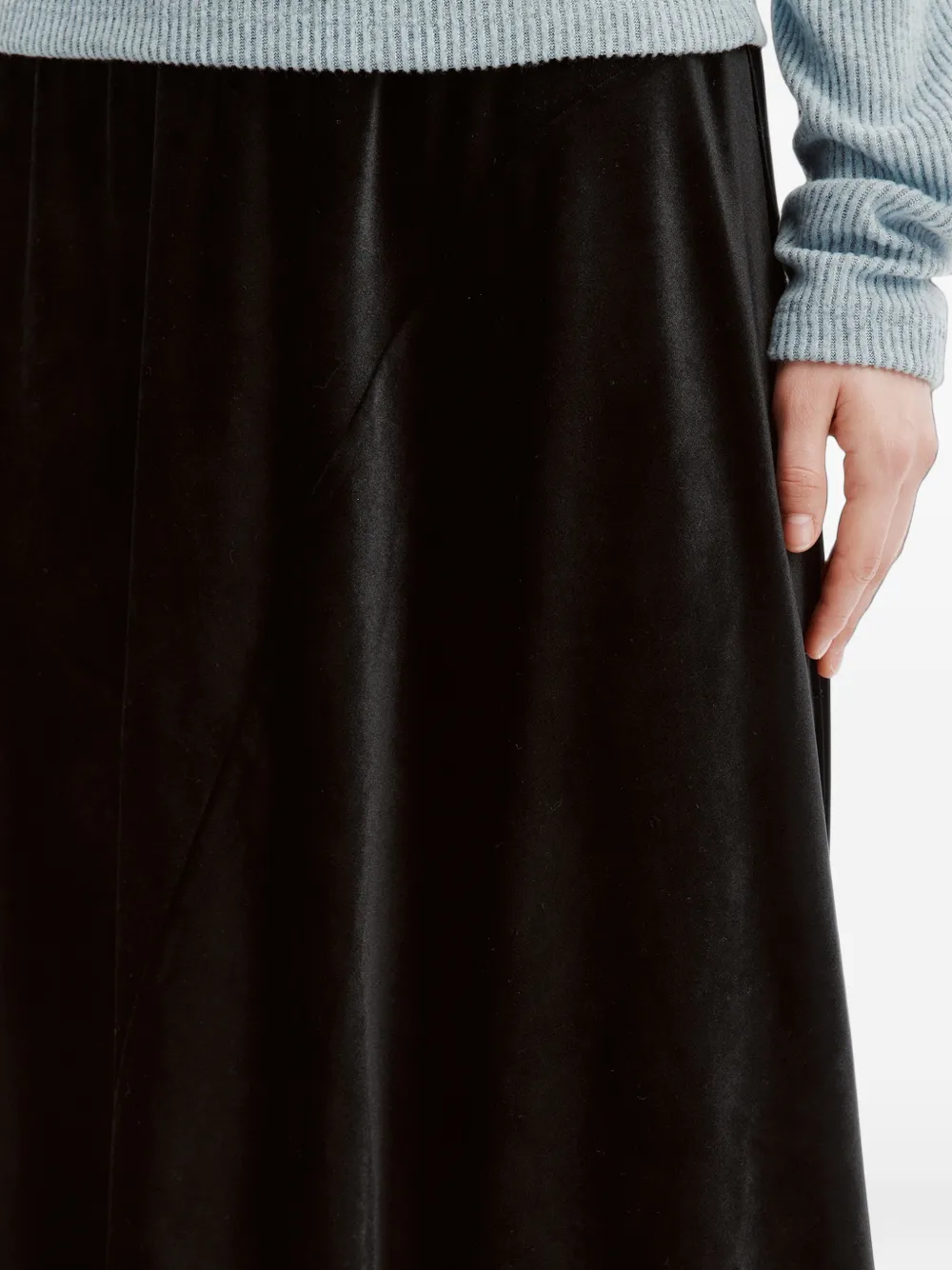 b+ab velvet-effect flared midi skirt Zwart