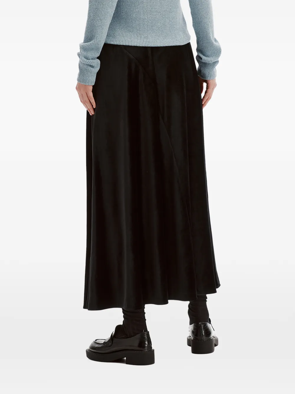 b+ab velvet-effect flared midi skirt Zwart