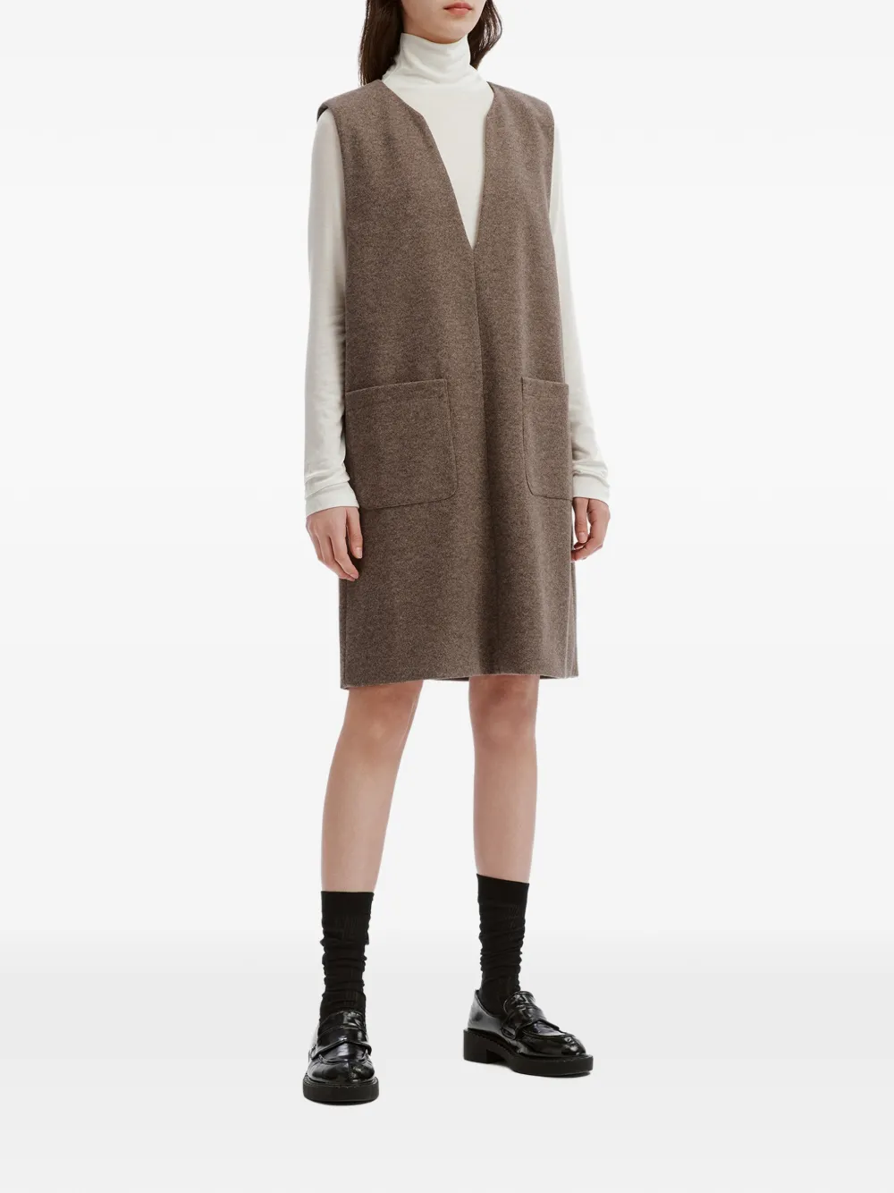 tout a coup V-neck patch-pocket mini dress Bruin
