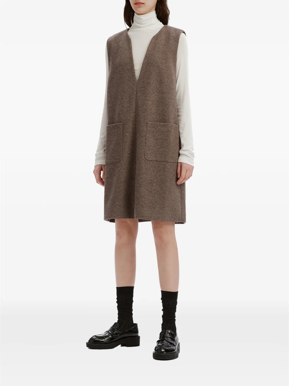 tout a coup V-neck patch-pocket mini dress Bruin