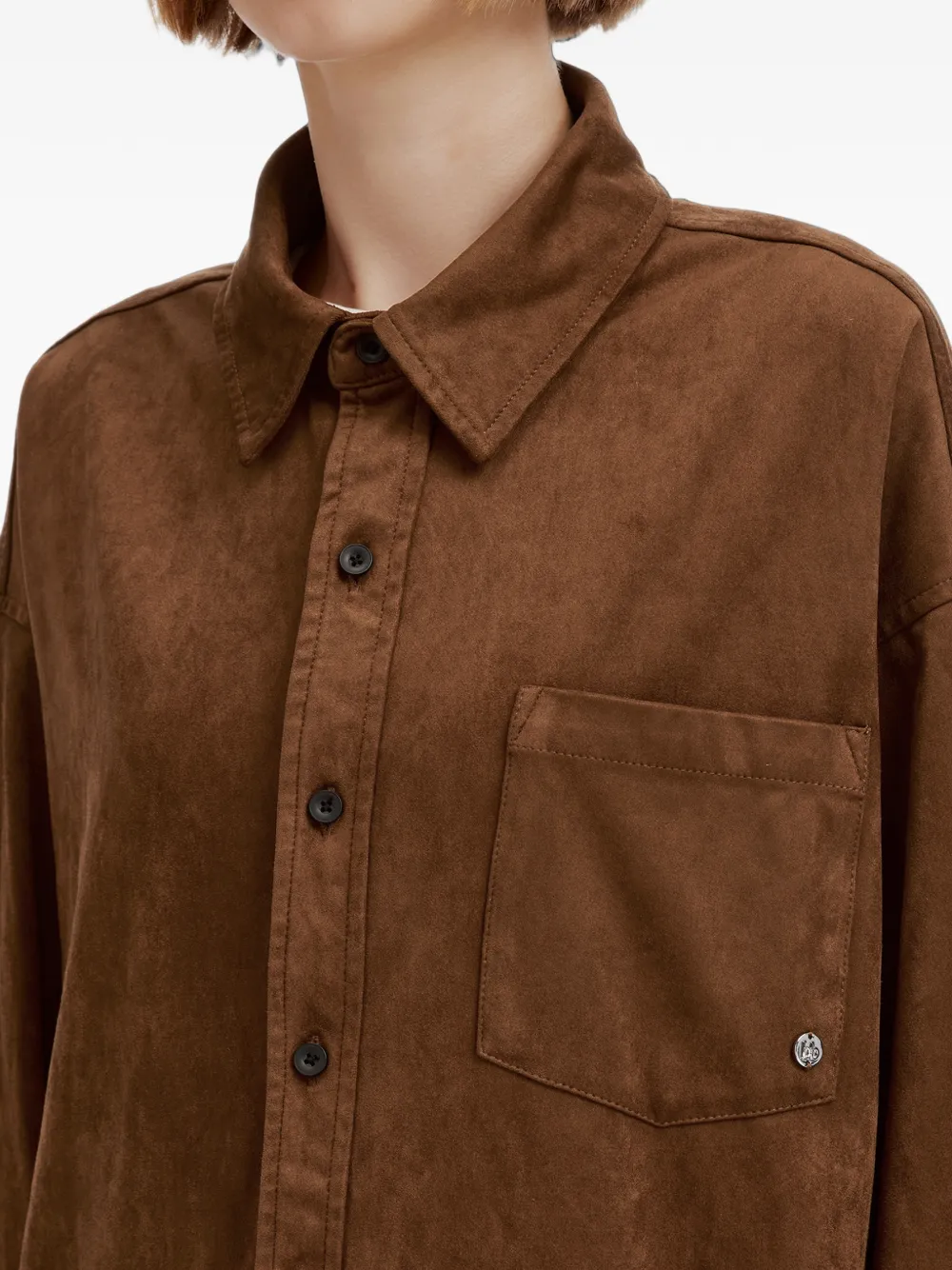 b+ab Blouse van imitatiesuède met borstzak Bruin