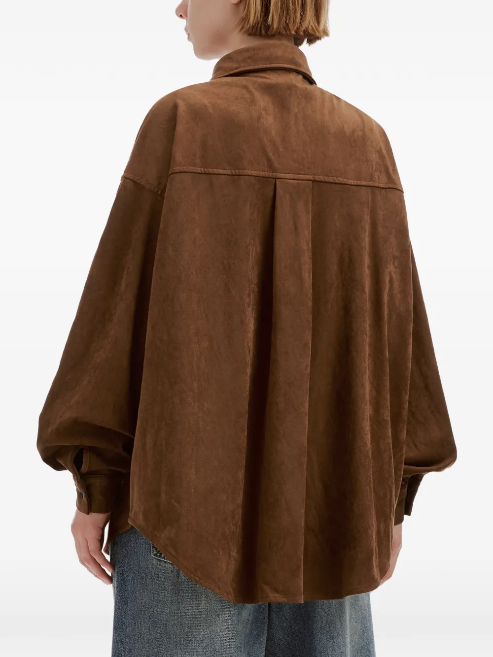 b+ab Blouse van imitatiesuède met borstzak Bruin