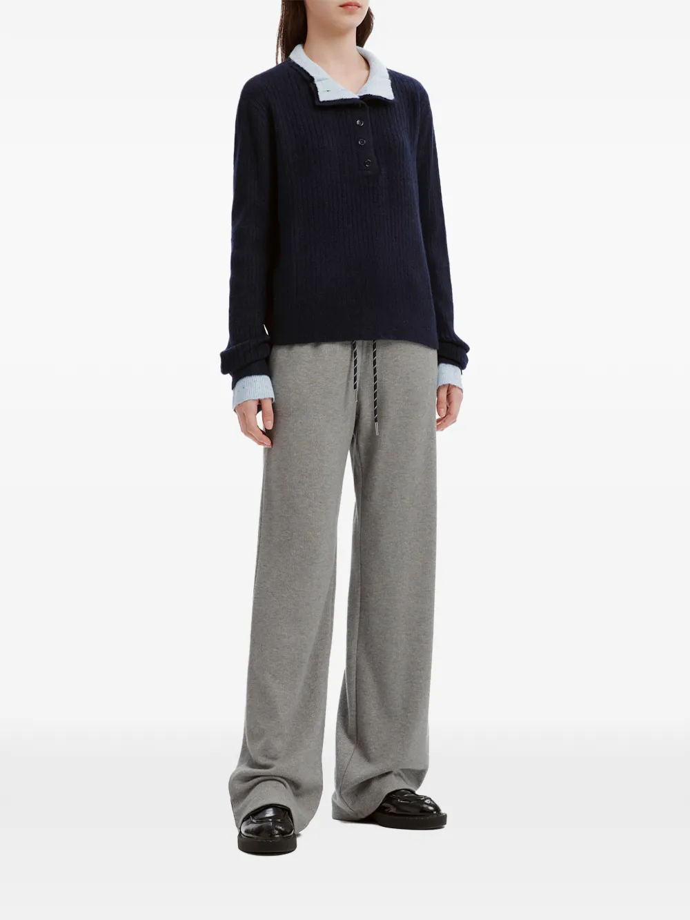 tout a coup drawstring-waist wide-leg track pants Grijs