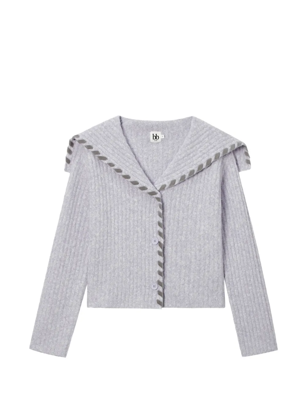 b+ab ribbed sailor-collar cardigan - Viola