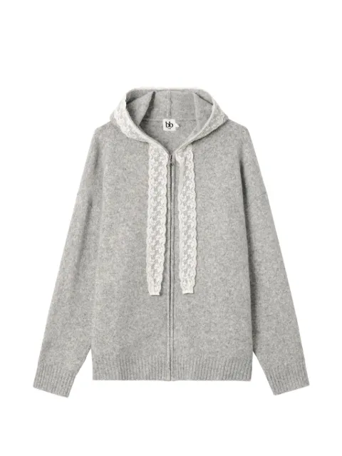 b+ab lace-trim zip-up hoodie