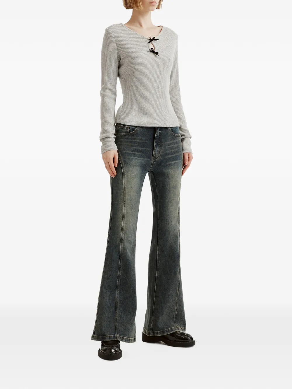 b+ab seam-detail flared jeans Blauw