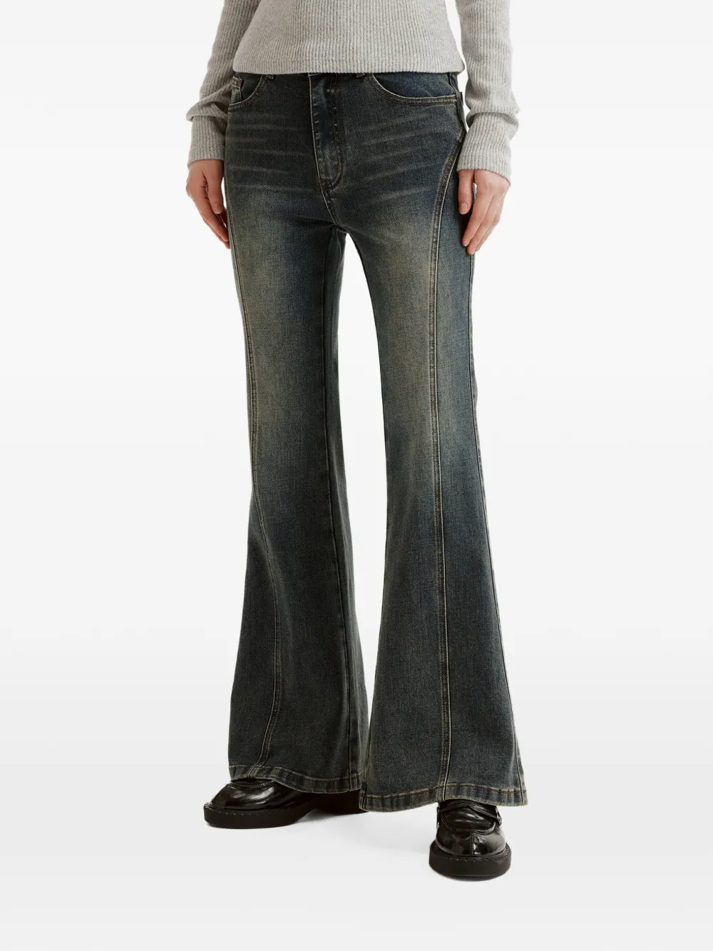 b+ab seam-detail flared jeans Blauw