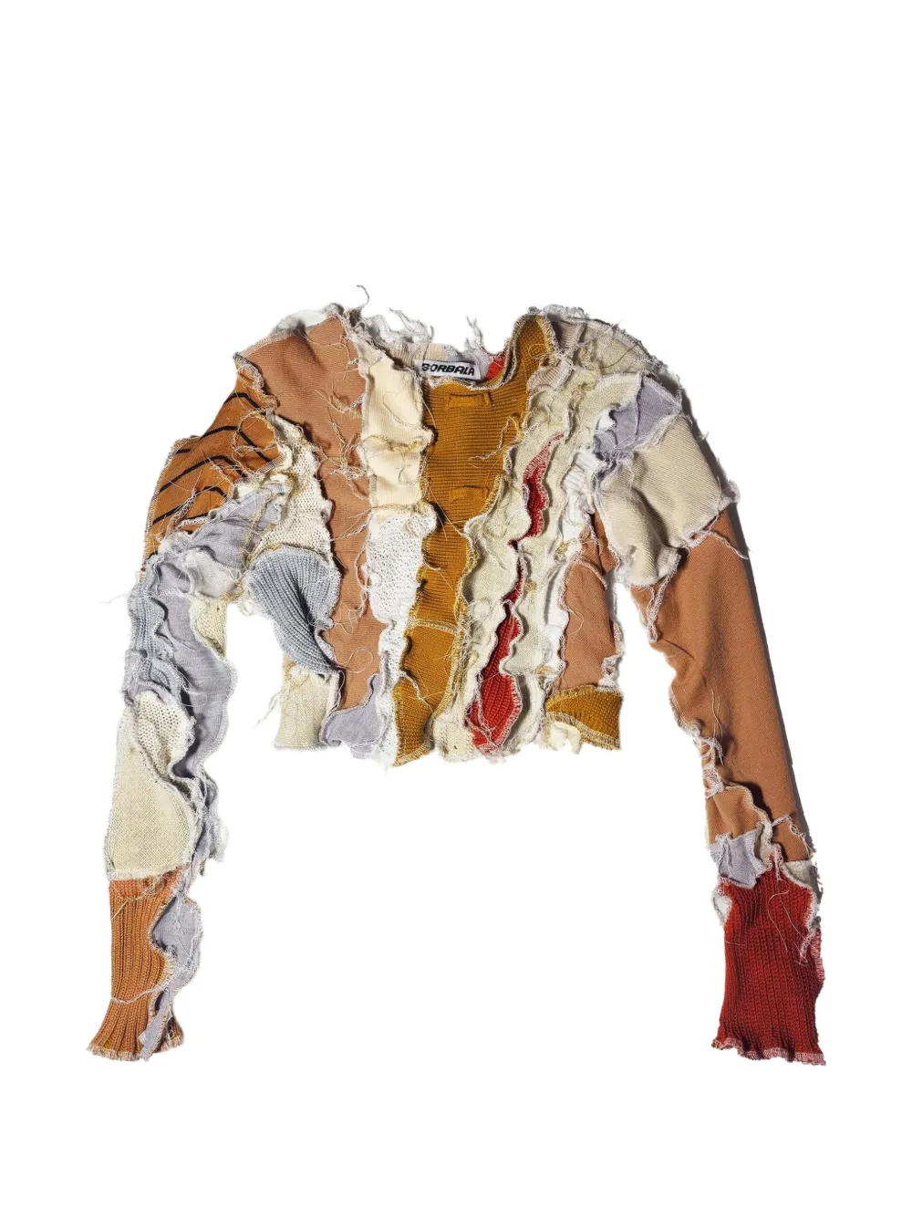 Borbala Maglione Fluff con design patchwork a maniche lunghe - Toni neutri
