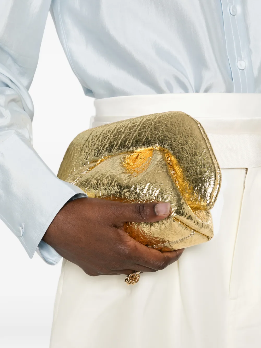 Themoirè Bios laminated clutch bag Goud