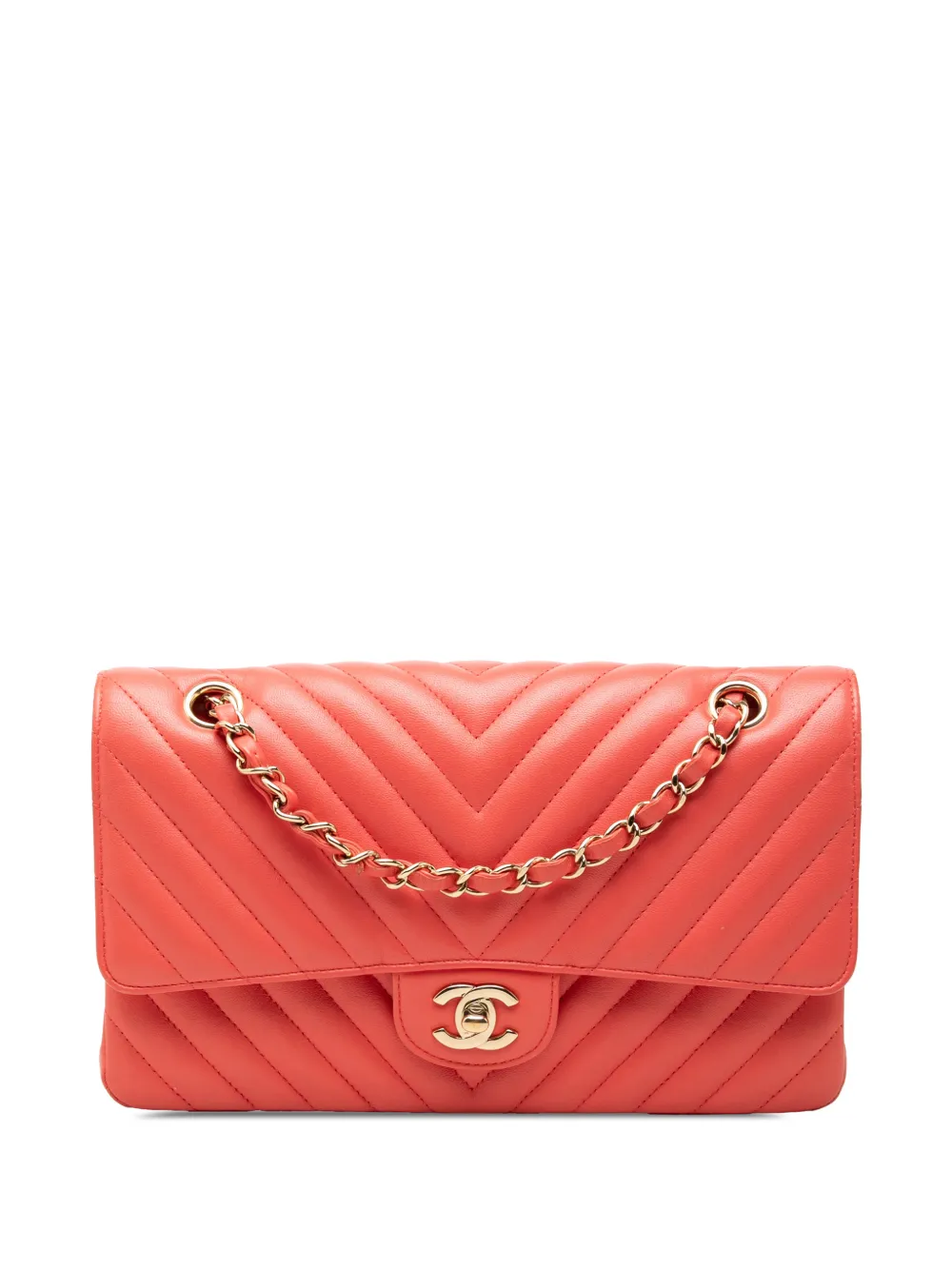 CHANEL Pre-Owned 2019 Medium Classic Chevron Lambskin Double Flap shoulder bag - Pink