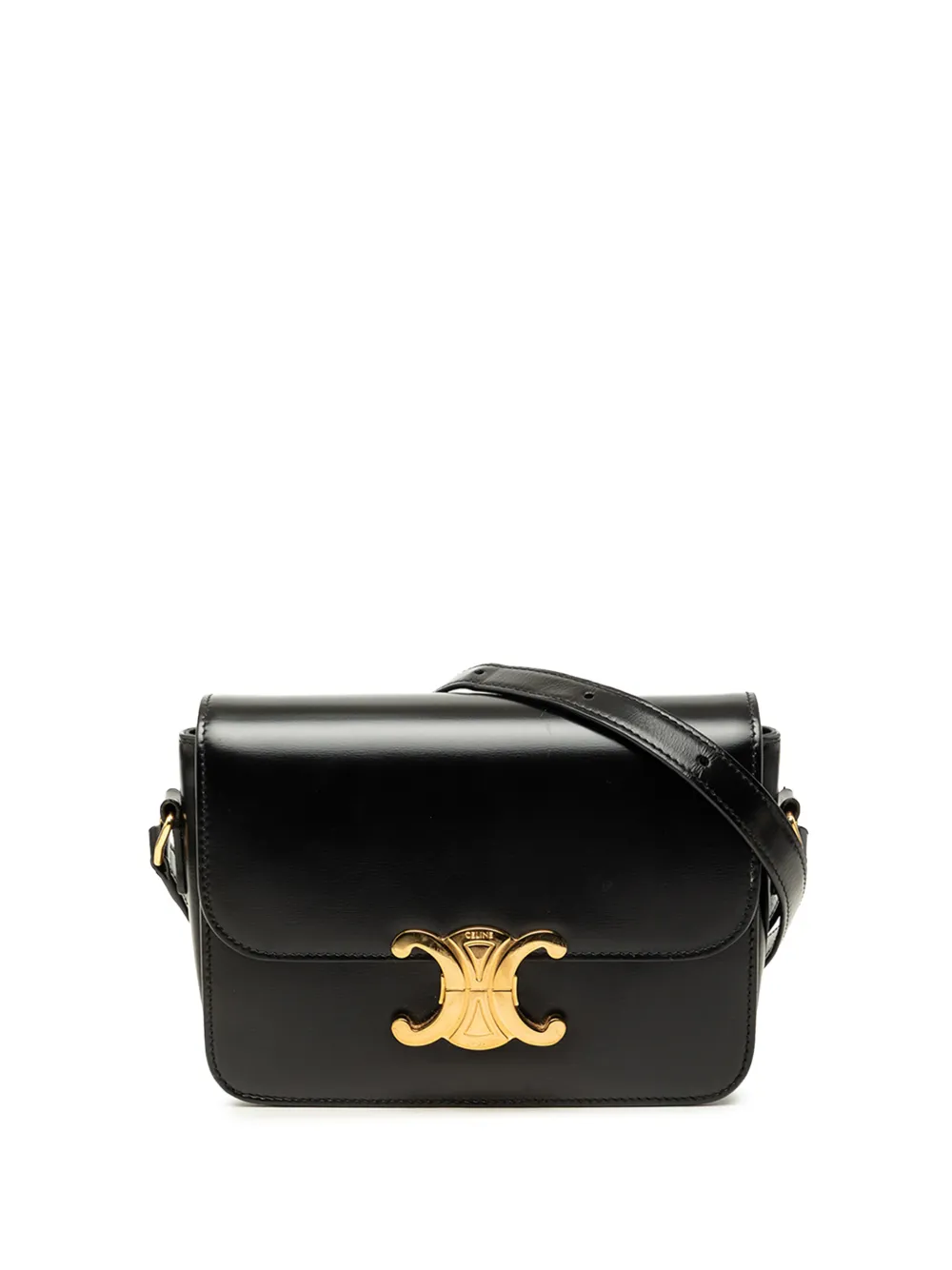 Celine Pre-Owned 2023 Teen Shiny Calfskin Triomphe crossbody bag - Nero