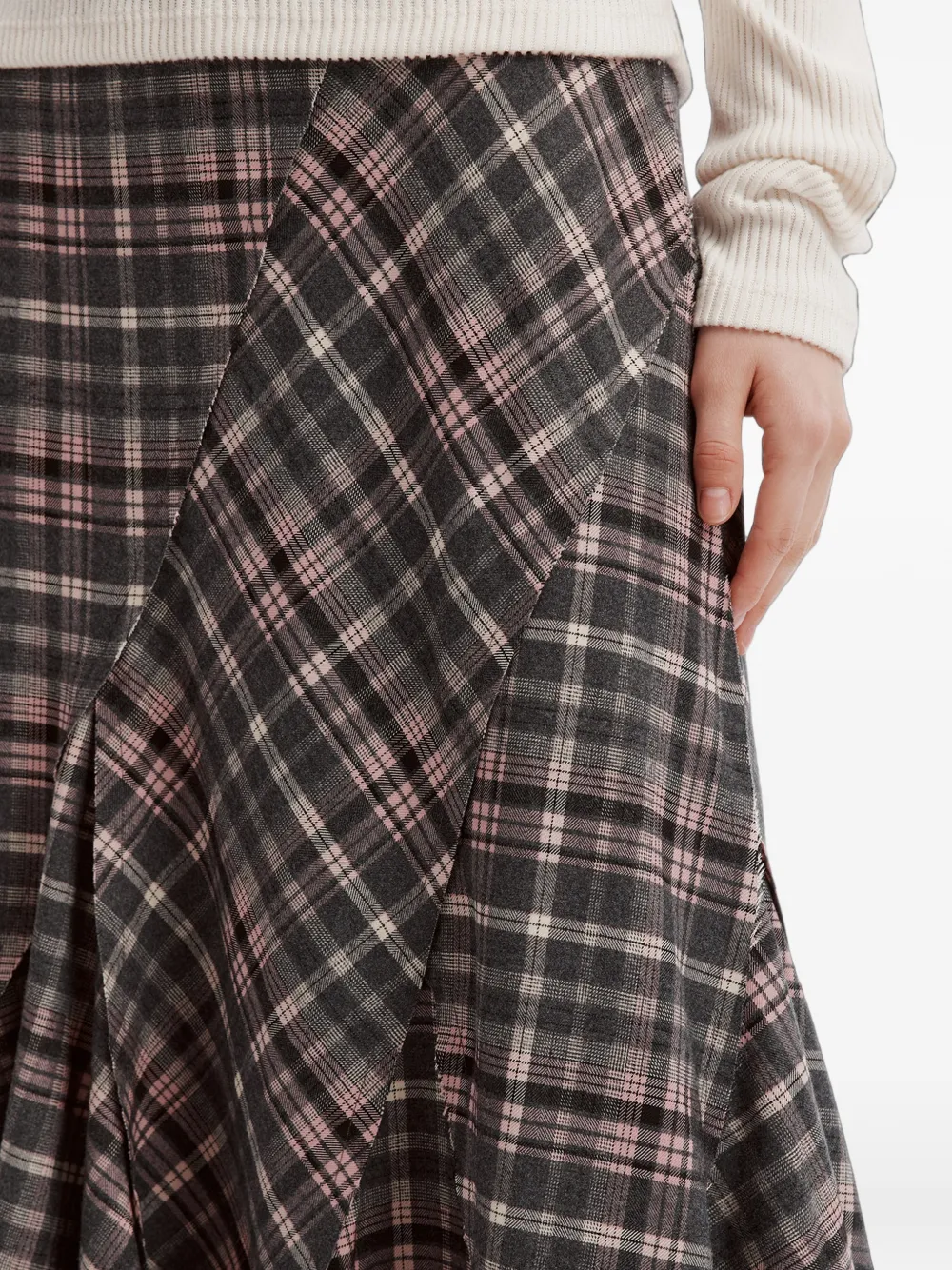 b+ab check-pattern midi skirt Grijs