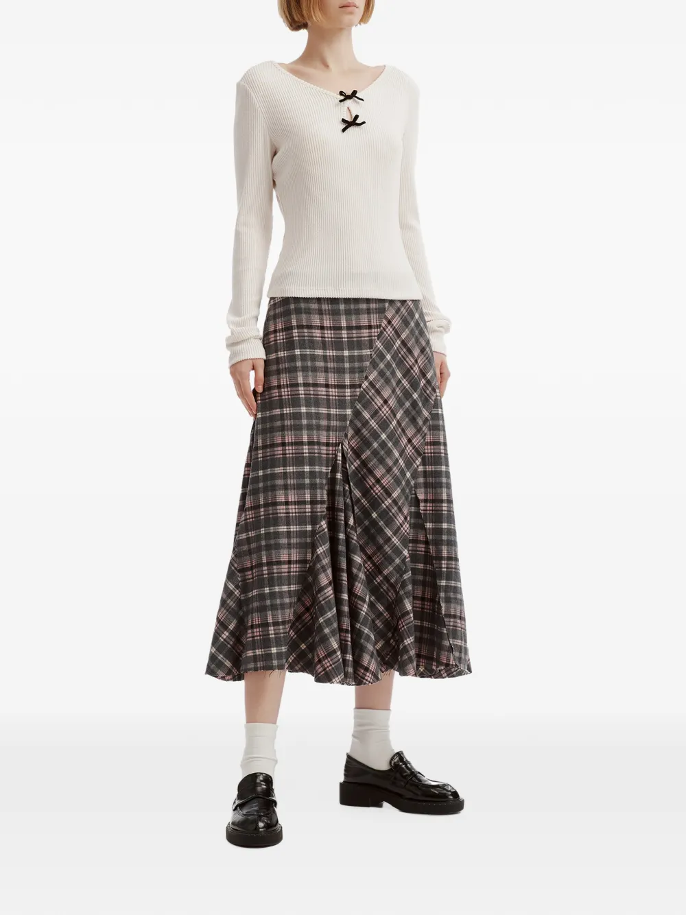 b+ab check-pattern midi skirt Grijs