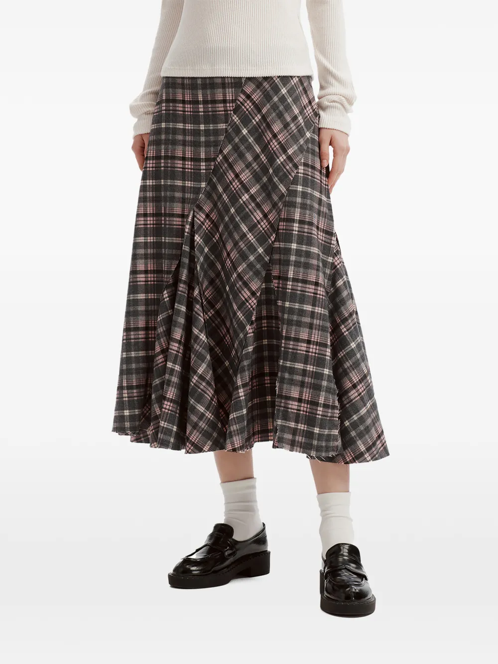 b+ab check-pattern midi skirt Grijs
