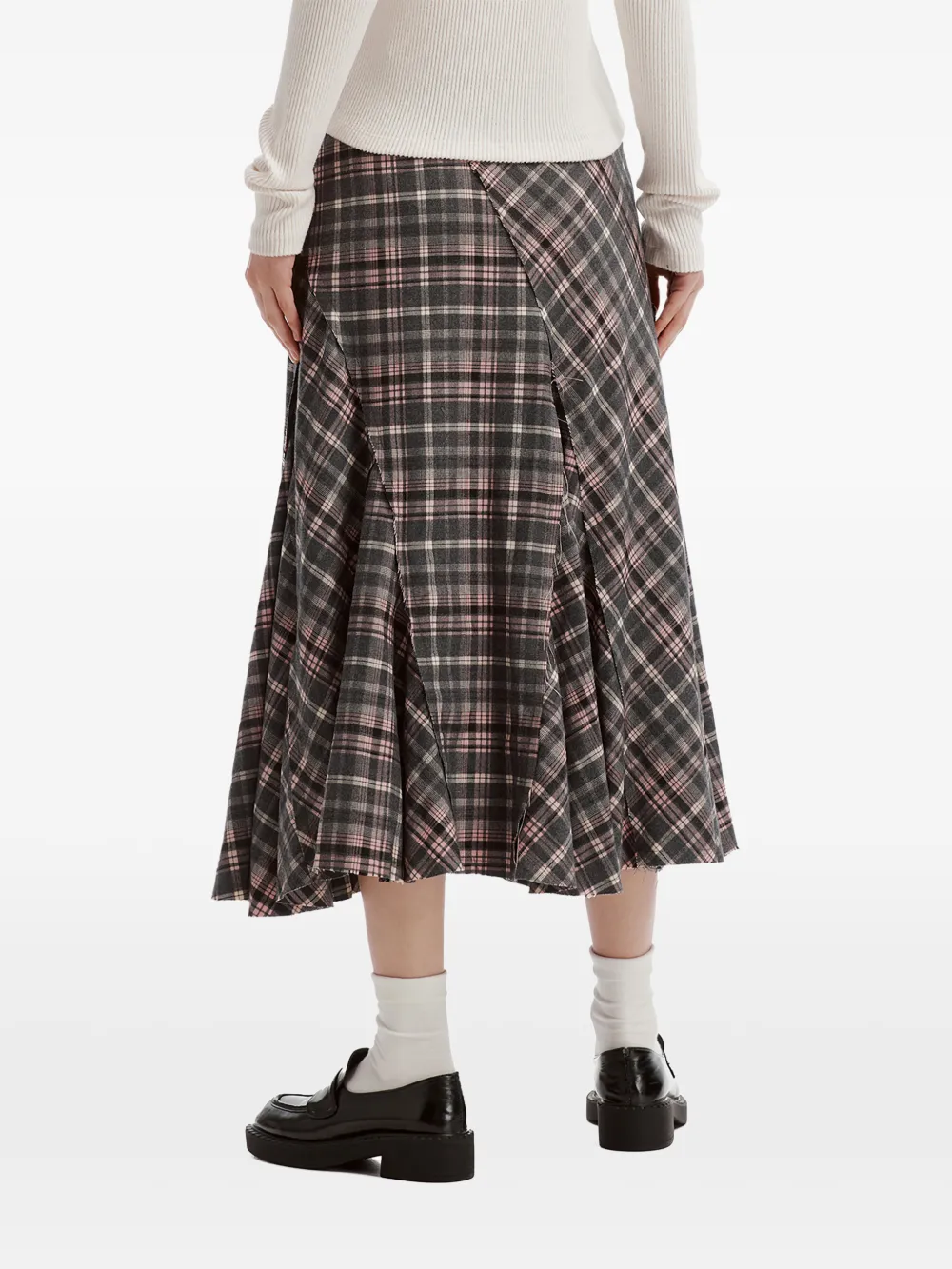 b+ab check-pattern midi skirt Grijs