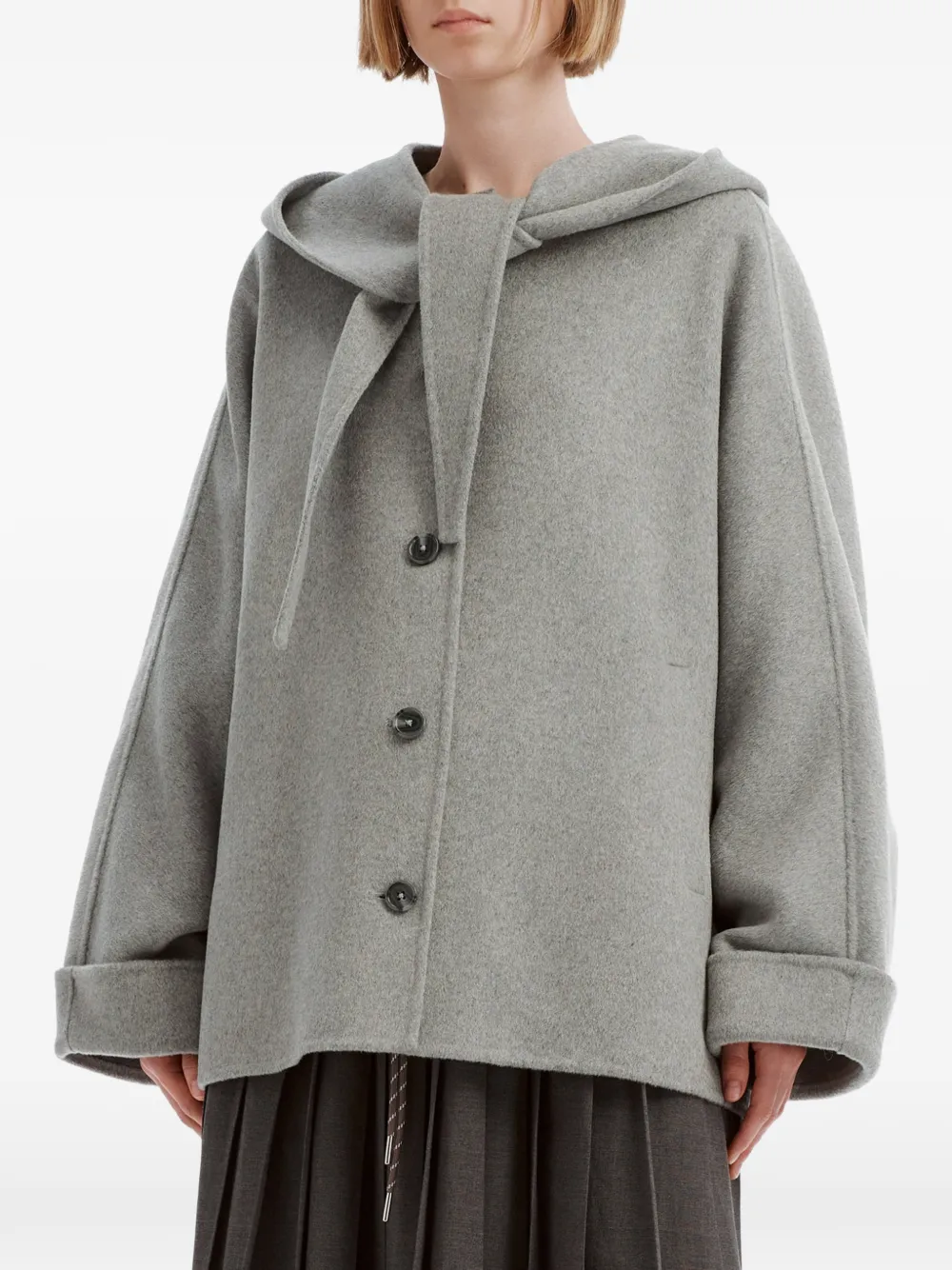 tout a coup hooded button-up jacket Grijs