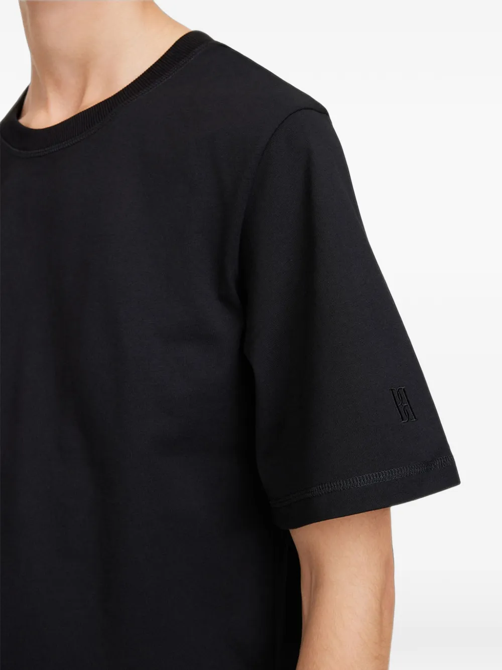 By Malene Birger Hedil T-shirt met geborduurd logo Zwart