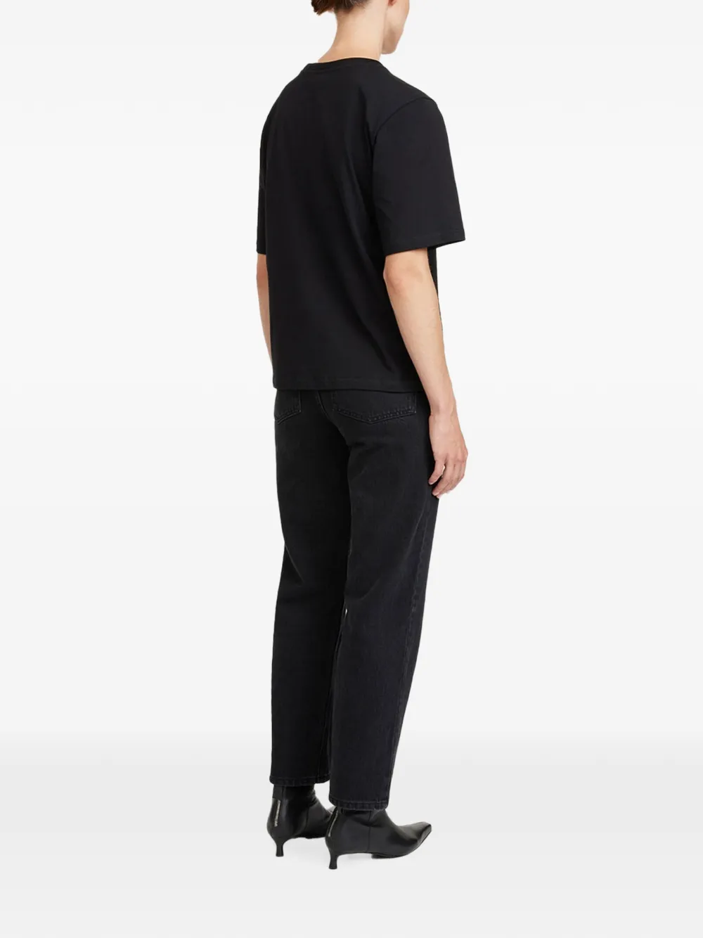 By Malene Birger Hedil T-shirt met geborduurd logo Zwart